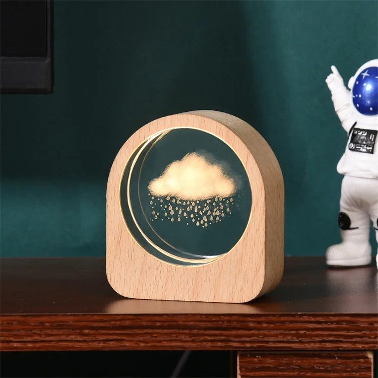 Bluejw 3D Crystal Ball Night Light - LED Night Lamp with Wood Base, USB Plug-in, Bedroom Decor, Birthday Gifts for Kids/Couples - Image 1